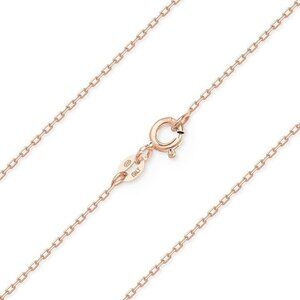 1mm D-Cut Anchor Cable Link Necklace in .925 Sterling Silver w/14k Rose Gold 20"